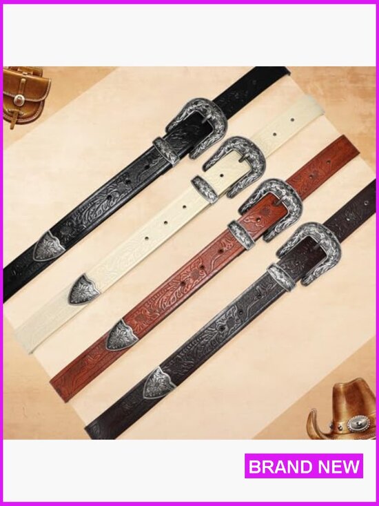 Western Belt with Vintage Floral Carved Design for Jeans and Pants Women Cowboy main image 4
